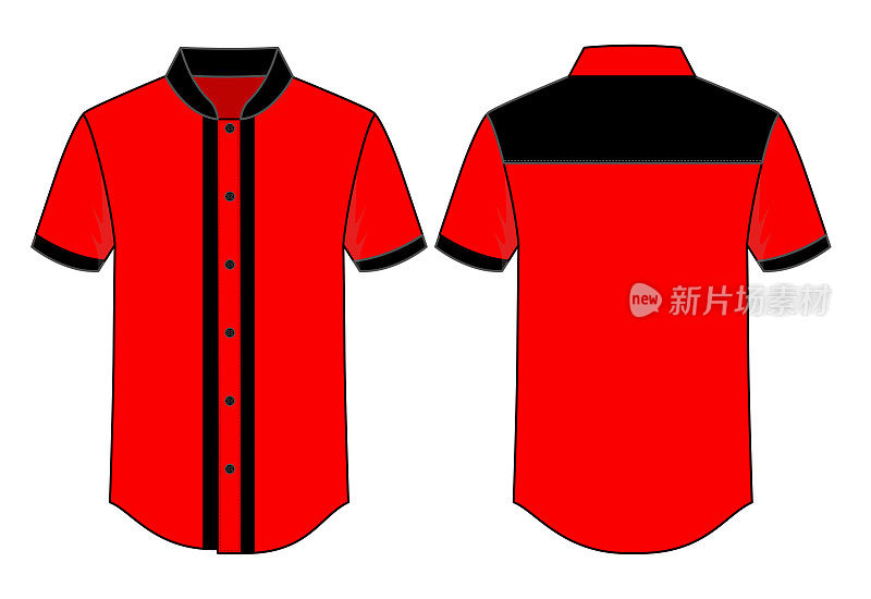 厨师制服衬衫设计红/黑矢量模板